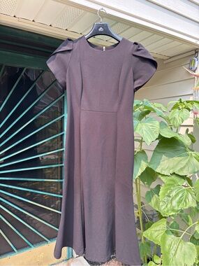 Calvin Klein Black Midi Dress with Puff Detail